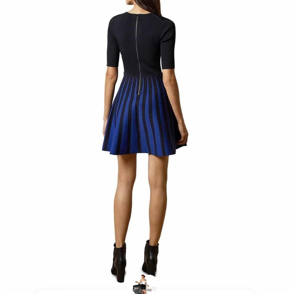 Ted Baker London Salyee Ribbed Scalloped Trim Knit Skater Dress S - Picture 4 of 9